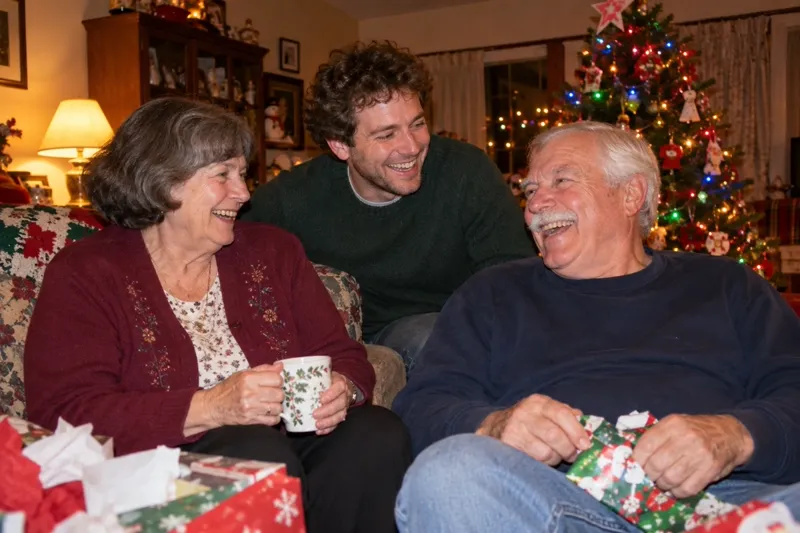 Illustrative family portrait for Save a Chair for Me